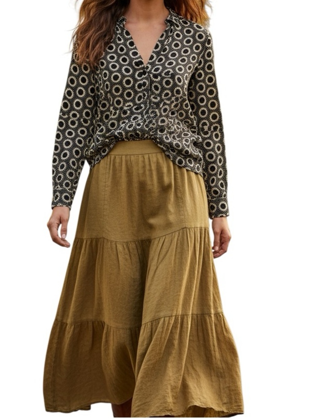 Treasure & Bond Pleated Long Sleeve Peasant Blouse Size XS